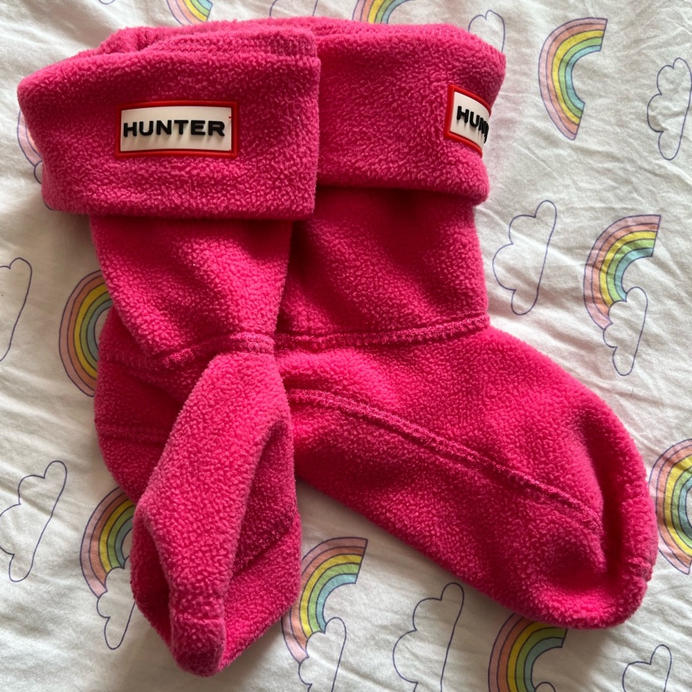 Hunter Kids Pink Fleece Boot Socks